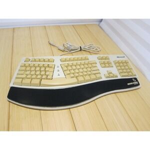 Vtg Microsoft Natural Ergonomic PS/2 Wired Keyboard White 59758 Foam Wrist Rest